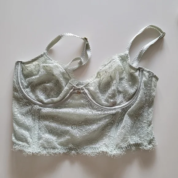 Victoria secret 34C mint green unlined longline demi bra - Picture 3 of 10